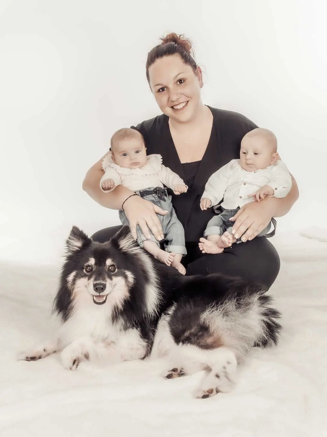 Photo chien studio maitresse